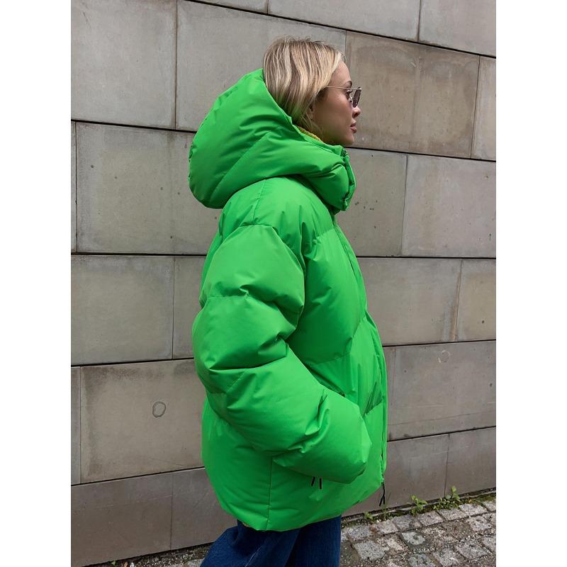 Womens Loose Solid Hooded Thick Padded Warm Winter Jacket