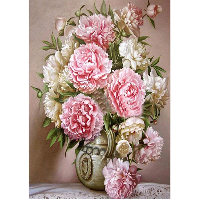 Pictură cu diamant DIY 5D, flori colorate, broderie cu diamante, kit cu punct de cruce, mozaic cu strasuri, decor pentru acasă