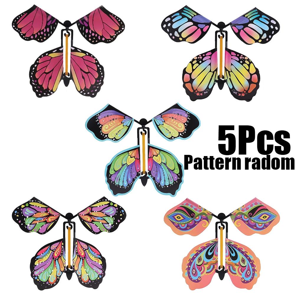 5/1Pcs Random Color Magic Fairy Flying Butterfly Children Toys Transformation Wind Up Butterfly Toy Surpris Gift For Kids Child