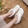 Women's Winter Embroidered Loafers Casual Non-Slip Walking Flats with Faux Fur Lined Warm Comfortable Fuzzy Plush Fleece Moccasins Shoes for Women