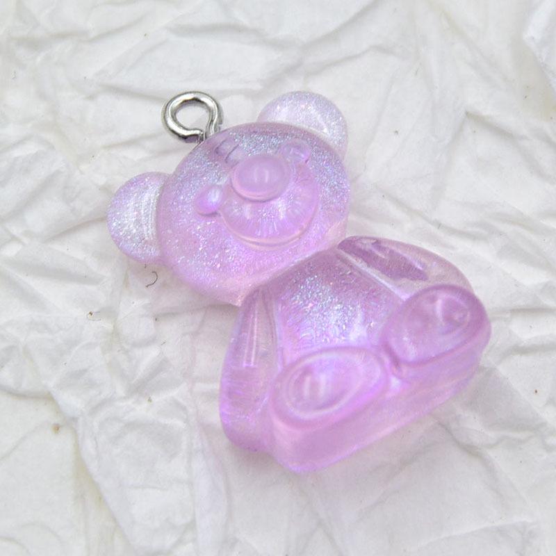 Candy Color Glitter Bear Resin Pendant Earring Keychain Jewelry DIY Accessories