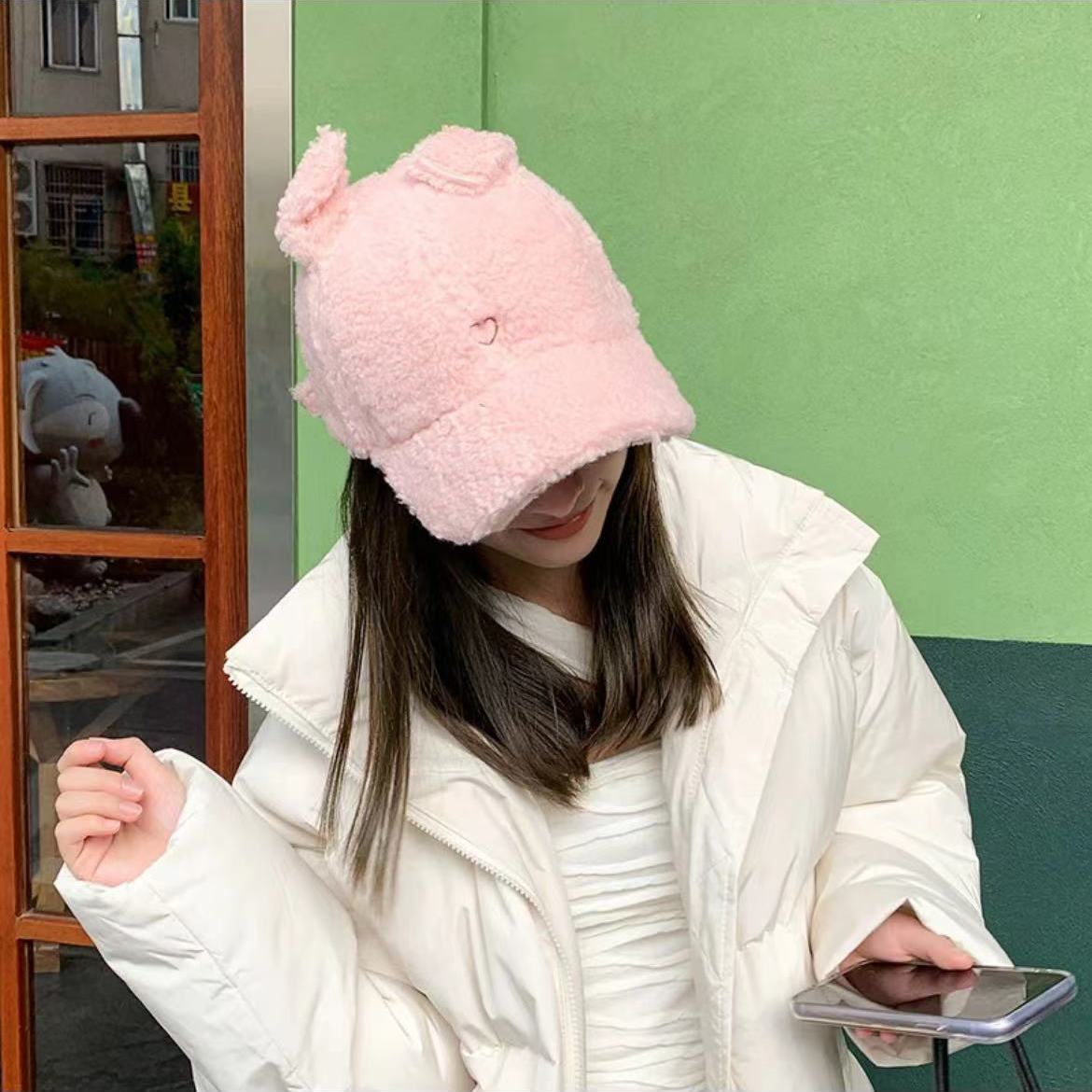 

Бейсболка женская осенне-зимняя модная, визуально уменьшающая лицо, универсальная в корейском стиле, трендовая, большого размера, с кроличьими ушками, с козырьком