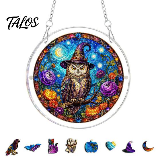 Talos Halloween Acrylic Puzzle Suncatcher, 7.87 Inch Sun Catcher Window Hanging Ornament, Ideal for Gifting and Home Decor