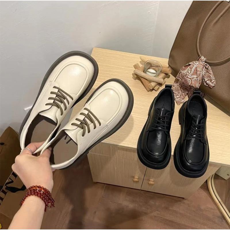 Hot Selling 2025 Women's Shoes Platform All-Match British Style Oxfords Female Footwear Retro New Preppy Leather Med Rome Fabr