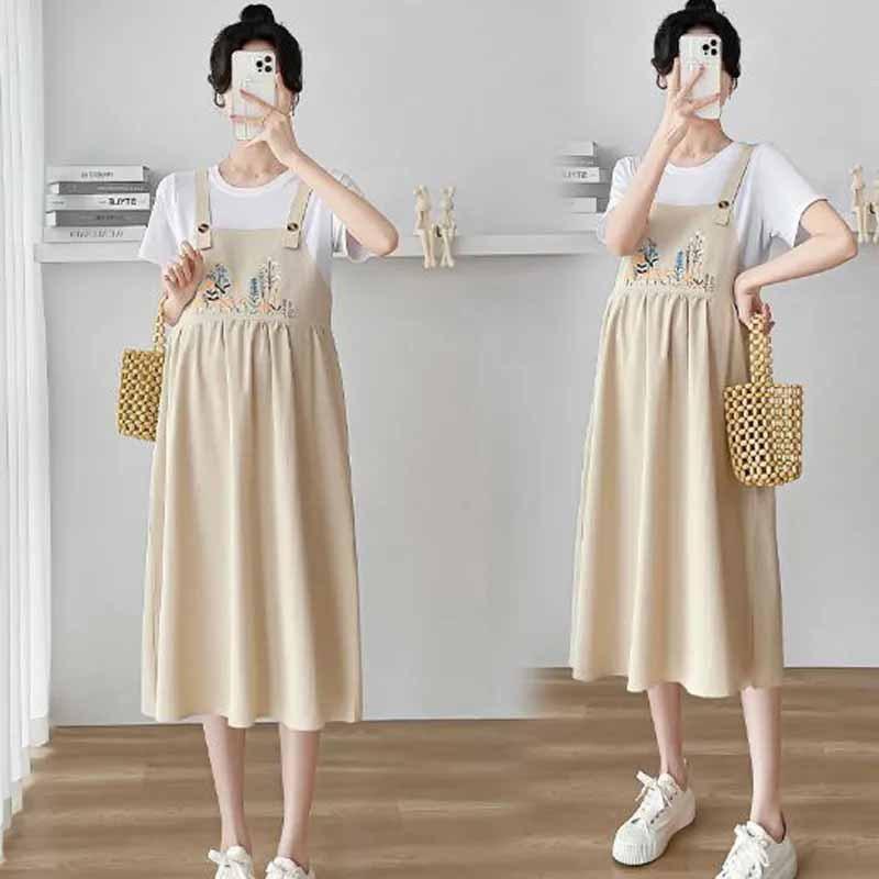 

Платье для беременных летнее платье модная мамина рубашка платье на бретелях платье с эффектом двух частей 3XL recommends 165-92.5 kg