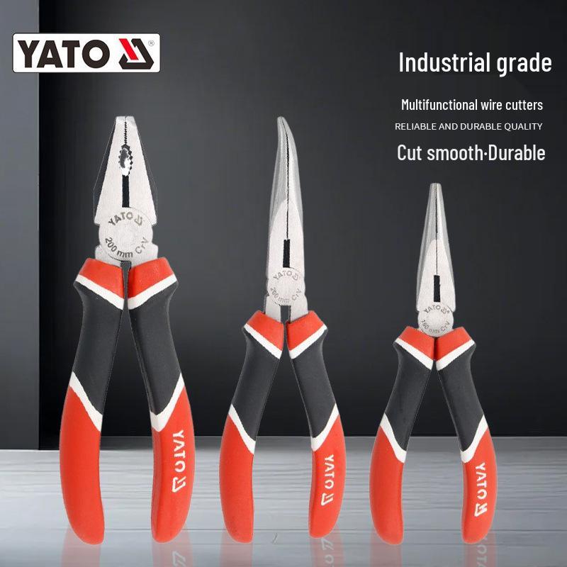 YATO Industrial Needle Nose & Diagonal Cutting Pliers Combo with Wire Strippers