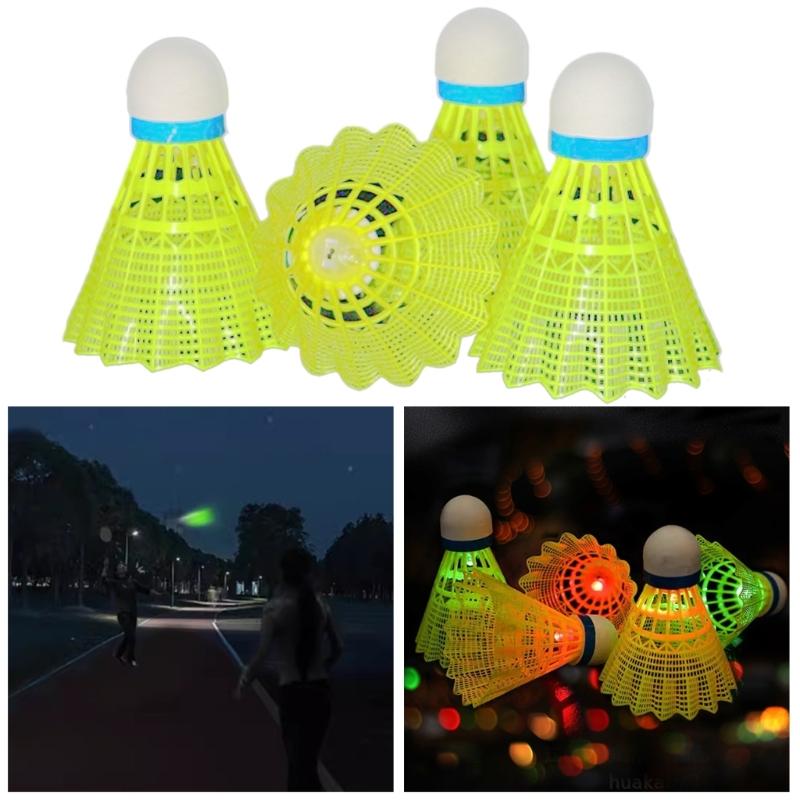 4Pcs Nylon LED Badminton Shuttlecocks Badminton Indoor Outdoor Sport Training Badminton for Ball Training Game Tool Kits