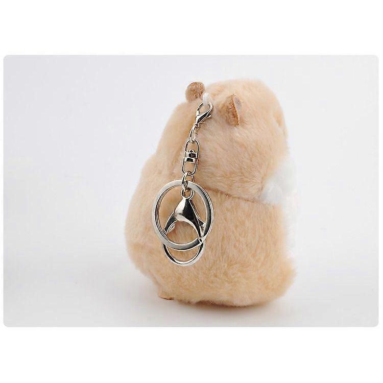1PCS Cute Hamster Plush Keychain Stuffed Animals Keyring Charm Handbag Pendant(brown)