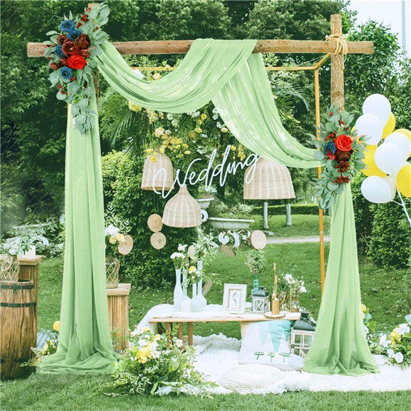 Wedding Arch Draping Fabric Sheer Arch Drapes Burgundy Chiffon Outdoor Curtain Backdrop for Wedding Ceremony Party Ceiling Decor