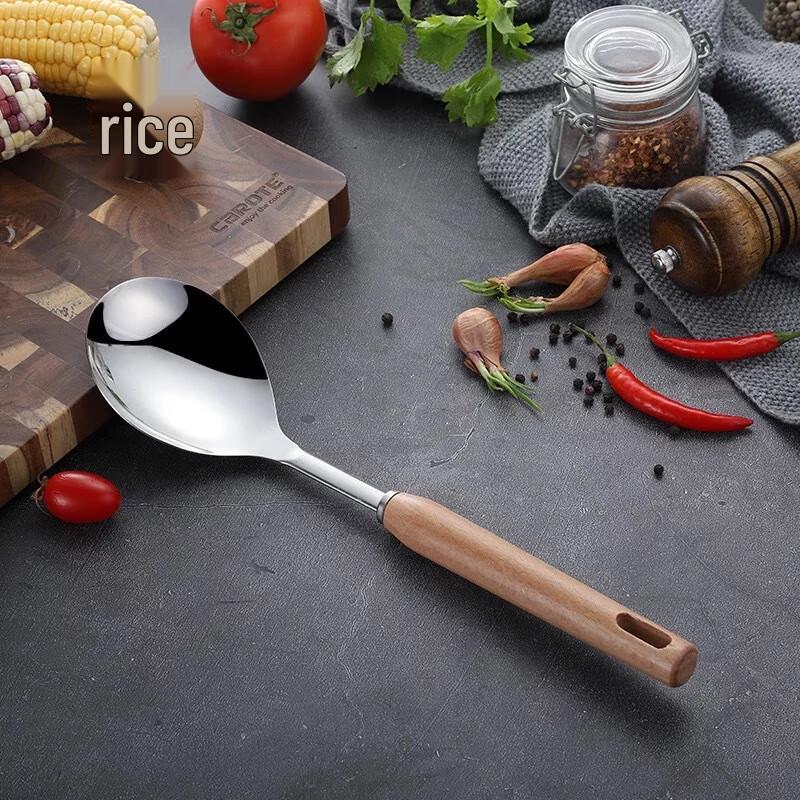 ZISIZ Stainless Steel & Beechwood Kitchen Utensil Set