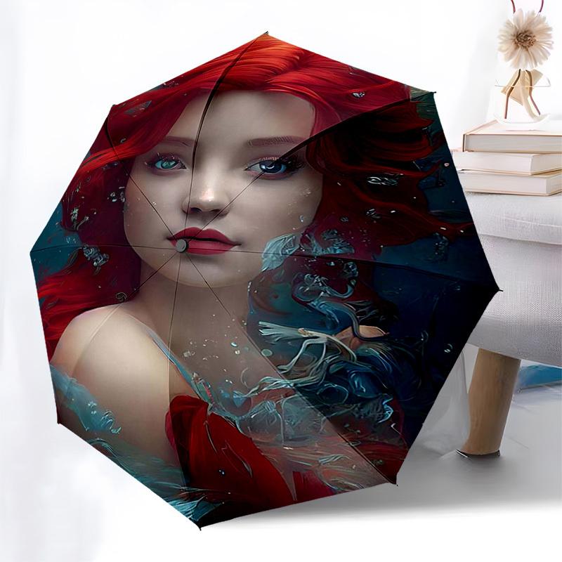 

1pc Mermaid Tail Design Automatic Opening/Closing Umbrella, Portable Folding Design, Iron Frame, Outdoor, Ideal Gift for Fans & Travelers.V058