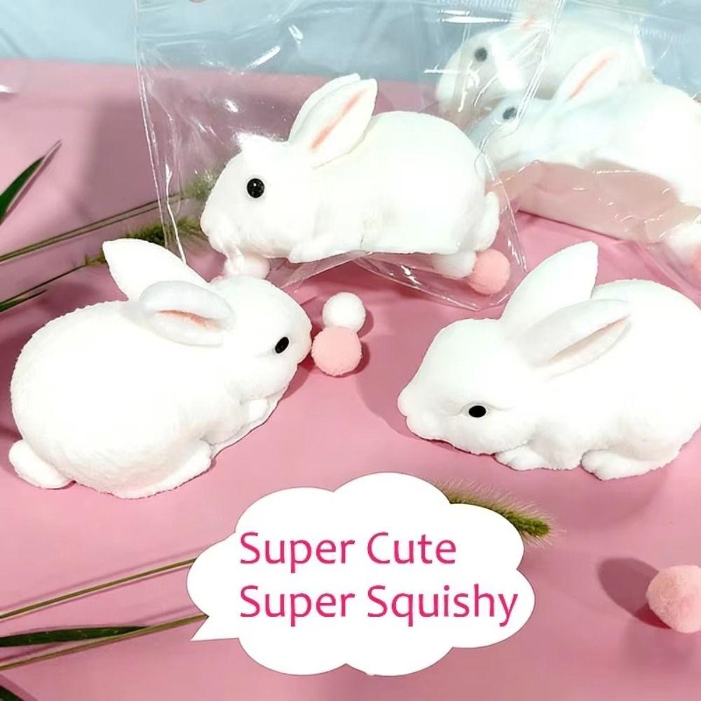 Silicone Rabbit Fidget Super Soft Pinching Fingertip Toy Creative Bunny Squishy Toy Desk Decor