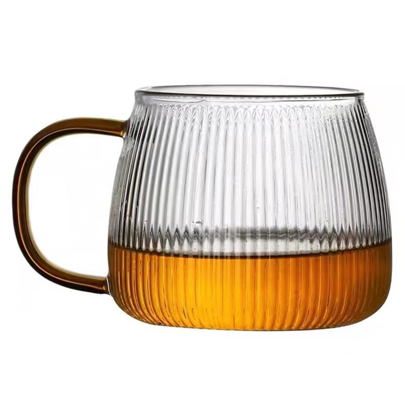 Striped Glass Transparent Mug Net Celebrity Heat-Resistant Drinking Cocktail Beer Water Milk Juice Cup Wine Glasses