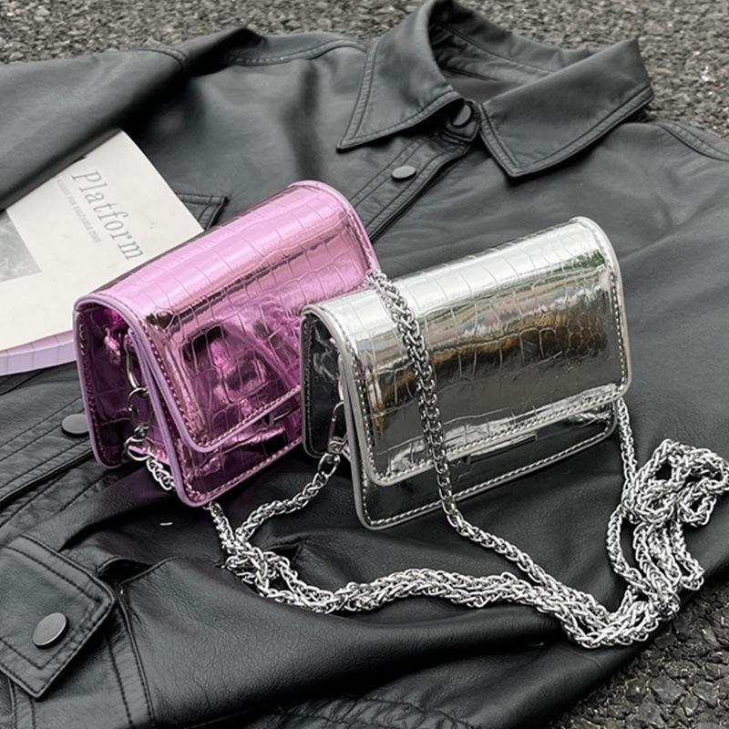 Women Shoulder Handbags Crocodile Pattern PU Leather Trend Designer Chain Hasp Bags Coin Purse Mini Single Square Bag ARI