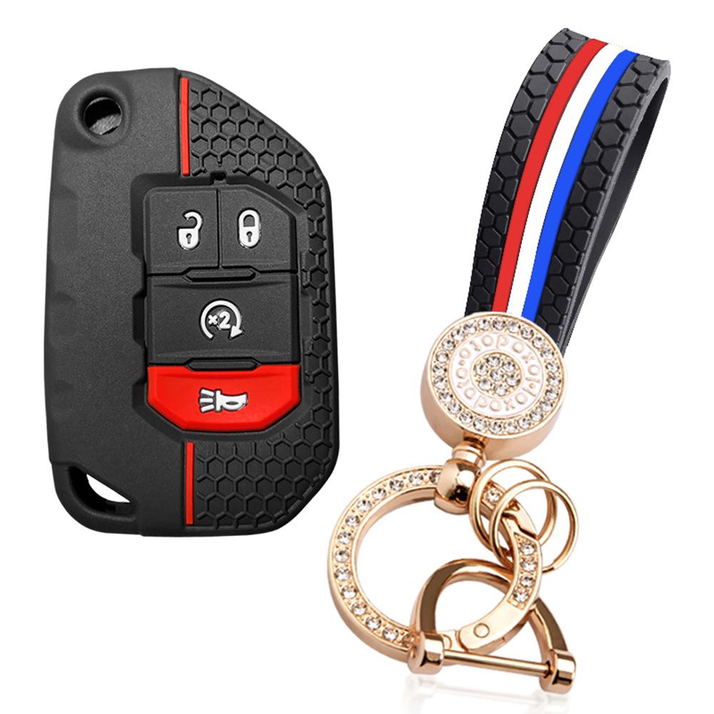 For Jeep Gladiator Jt Wrangler Jl Grand Cherokee Compass Silicone Car Key Case Holder