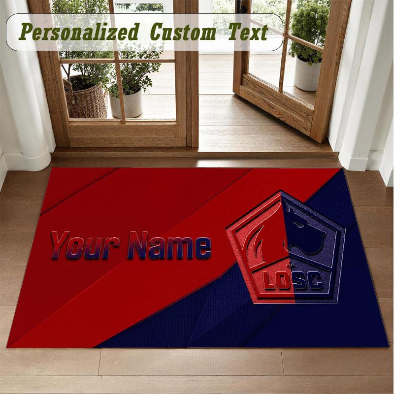 Crystal Velvet Square Rug Custom NameLOSC Lille FC Pattern Non Slip Home Floor Decor Rug