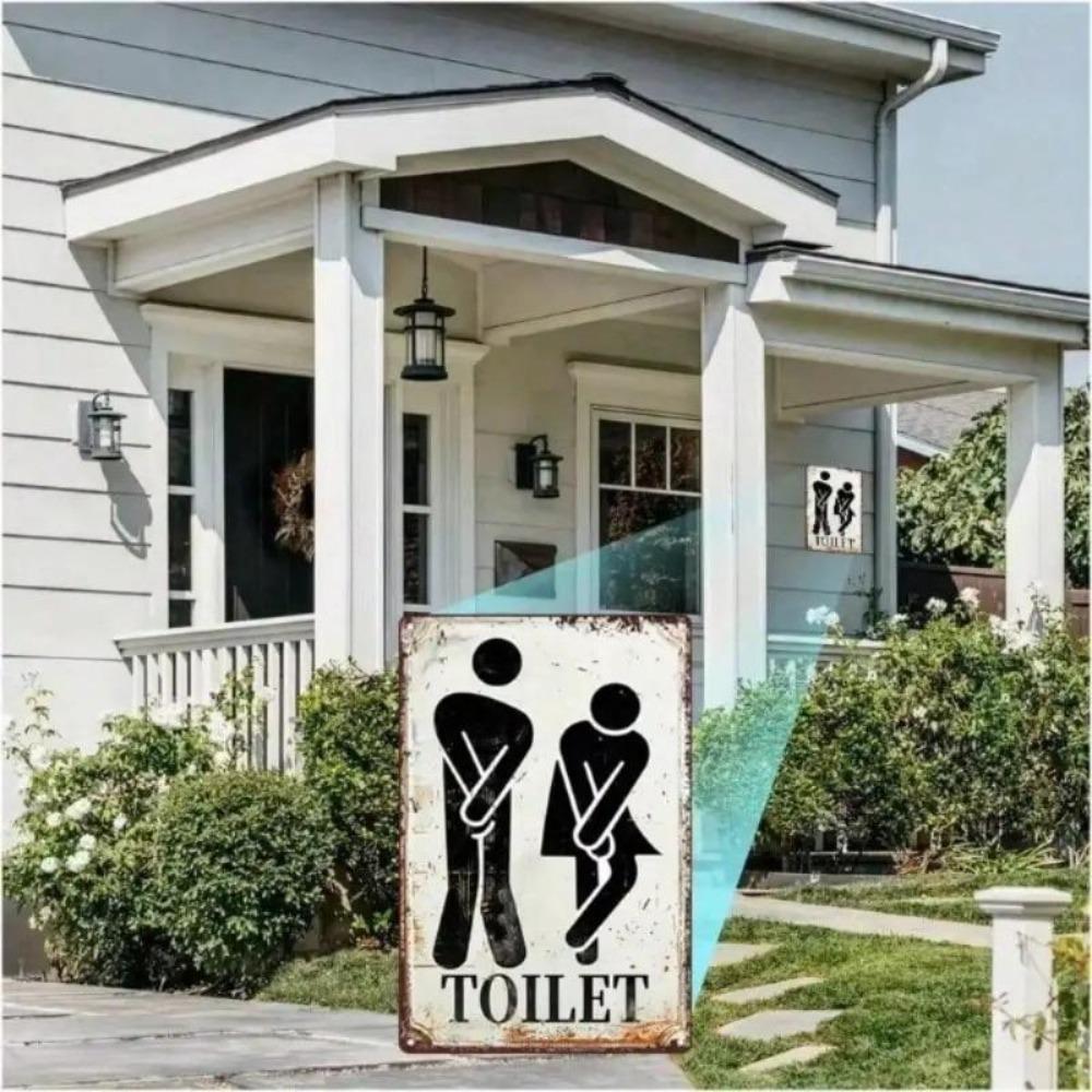 Vintage Tin Art Sign Bathroom Humor Man Cave Office Toilet Decor