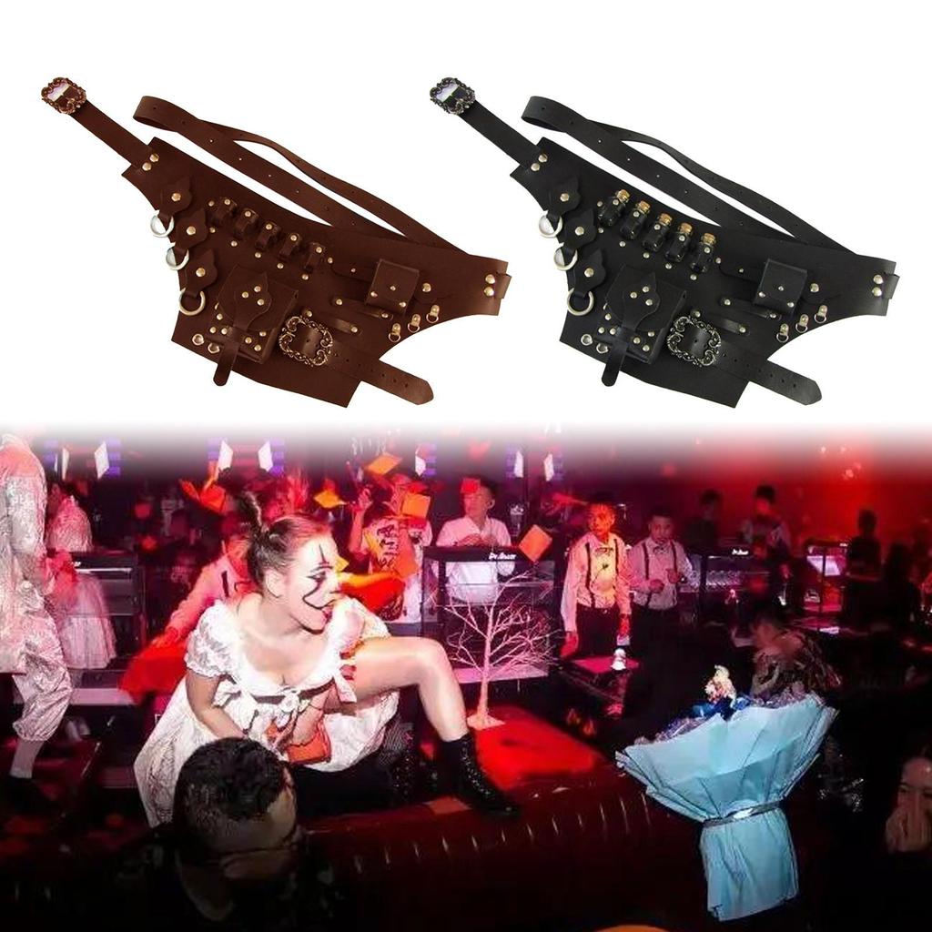 Portabottiglie medievale in vetro PU pelle retrò costume cosplay prop marsupio da cintura per Rinascimento