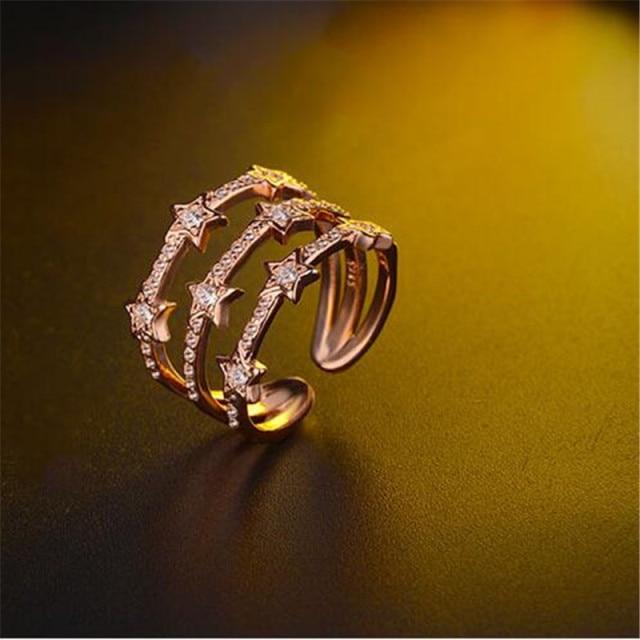 Modish Stylish Color Multi Layer Cubic Zircon Zirconia Women Star Rings Adjustable Anillos Resizable Rings Bague S R176Fashion Resizable ярко-розовый