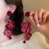 Long Flower Dangle Earrings Silver Rose Earrings Vintage Bohemian Jewelry Suitable for Women Party Holiday Wear