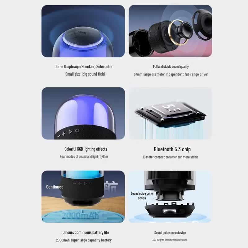 Xiaodu Smart Portable Bluetooth Speaker with RGB Light (CN Version)