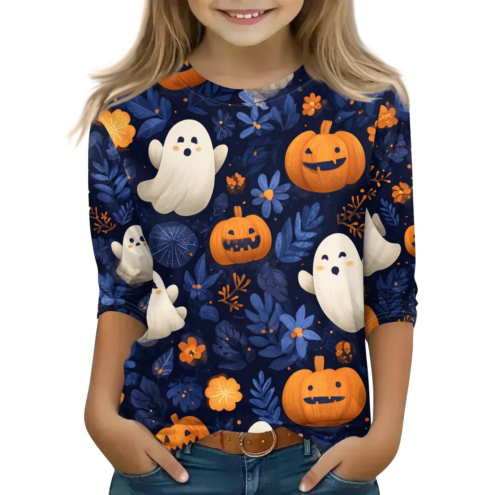 

Топы с принтом для девочек 5-16 лет с круглым вырезом и рукавами 3/4 Футболки Модные топы Наряды Футболки 150