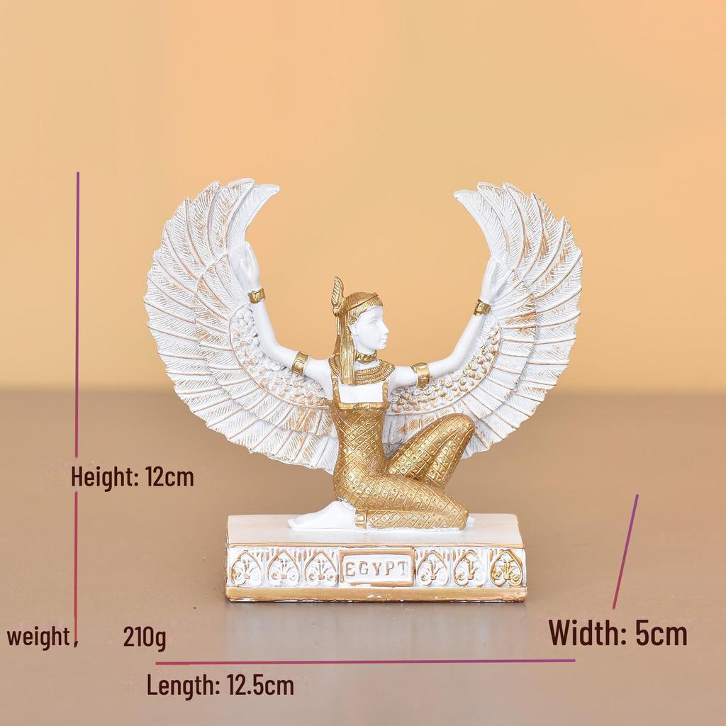Egyptian Winged Earth Goddess Resin Figurine for Home, Club, Museum, or Hotel Décor
