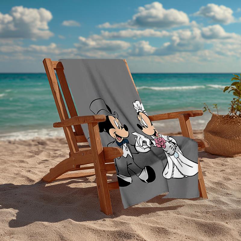 Ultra-Soft Beach Towel with Mickey-Minnie Theme,Ideal for Pool - Camping, Diving - Perfect Travel Essential, Vibrant Beach Towel.
