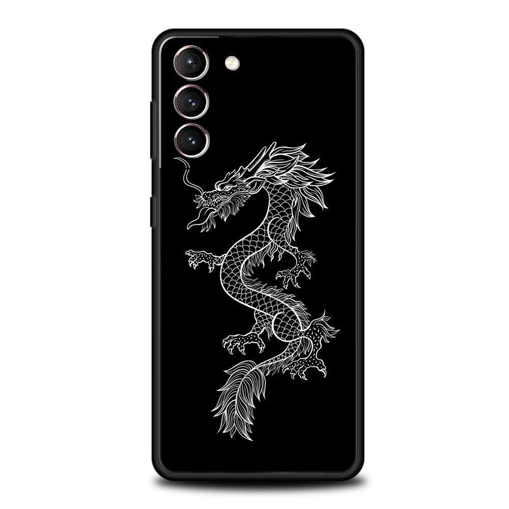 Phone Case For Samsung Galaxy S23 S22 Ultra S20 S21 FE 5G S10 S9 Plus S10E S8 Note 10 20 Silicone Black Cover Dragon Fashion