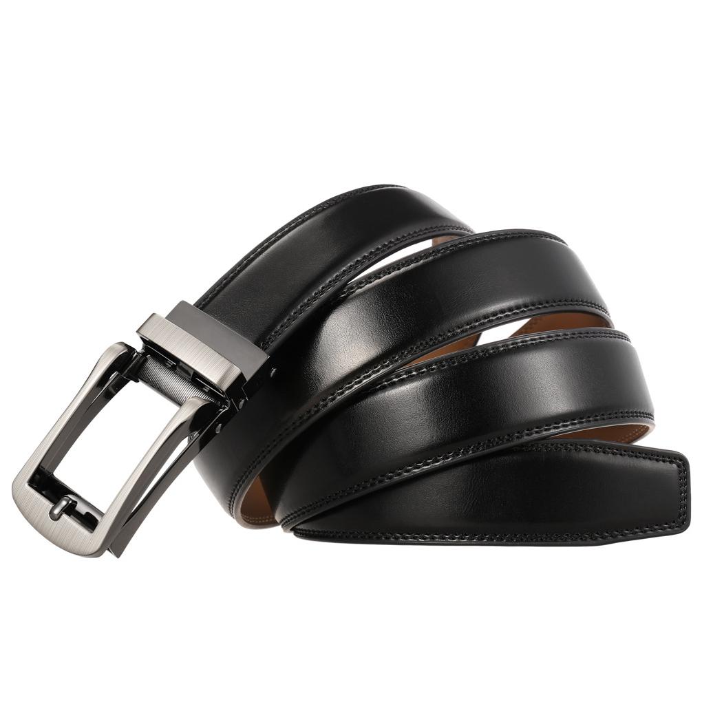 

Мужской кожаный поясной ремень Формальные ремни с храповым механизмом Модный аксессуар Металлическая автоматическая пряжка Ремешок для путешествий и банкетов для джинсов и брюк
