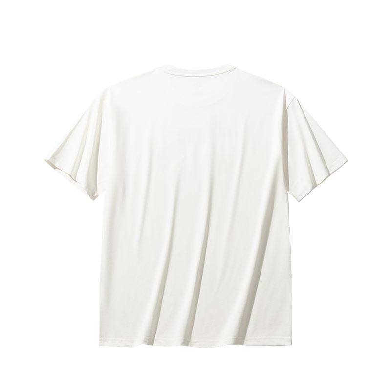 Anta Comfortable Casual Simple Versatile Round Neck Loose Short Sleeve T-Shirt Unisex Tops Ivory 952528111-1