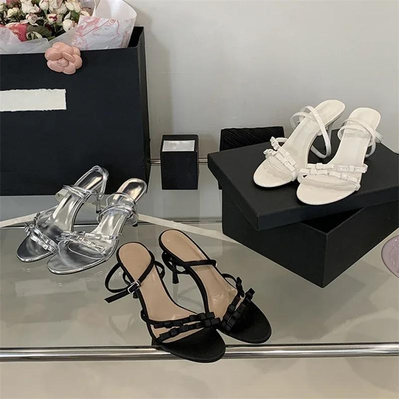 Pesstwei Open Toe Narrow Band Women Sandals Fashion Buckle Strap Thin High Heels Dress Stripper Ladies Summer Shoes Size: 40