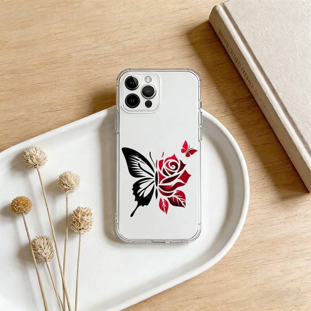 Minimalist Butterfly Fashion Trend Phone Case For iPhone 17 16 15 14 13 12 11 Mini Pro Max Plus Transparent Cover