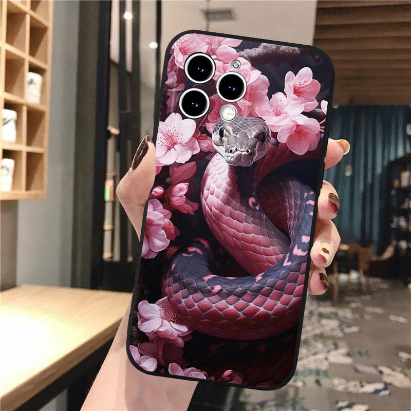 

Чехол для телефона с рисунком змеи и цветка для iphone 15 14 Pro Max 13 12 11 Pro Max XSMax XR 12 13 mini 14 Plus iPhone 13Pro