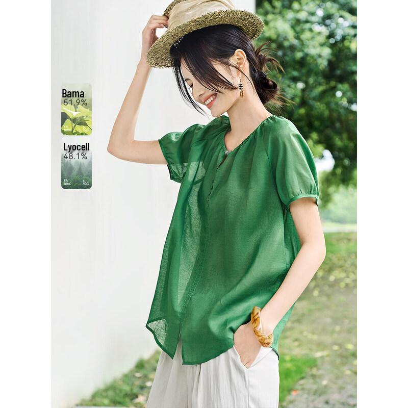XWI Women s Ramie Lyocell Blend Round Neck Shirt 2XL