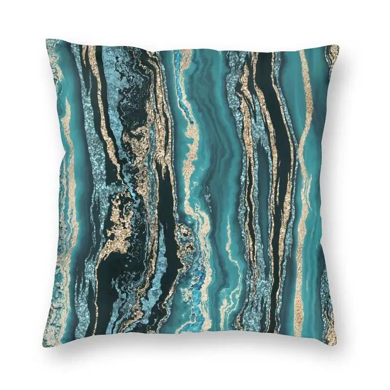 Home Decor Pillowcase Abstract Marble Pattern Cushion Cover Turquoise Aqua Blue Swirl Car Fashion  45x45cm