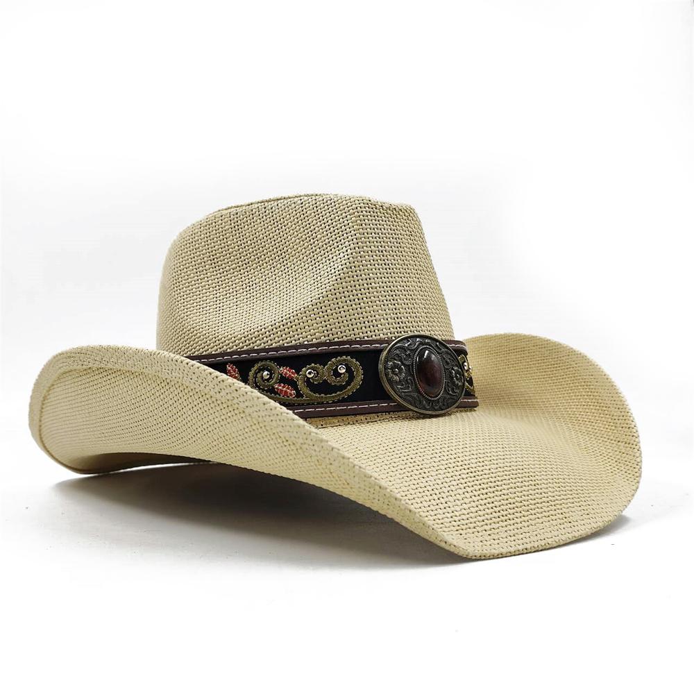2024 Summer Straw Cowboy Hat Women's Fashion Cowgirl Straw Hat Pink Hat Men's Western Cowboy Hat Summer Travel Visor Hat