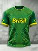 2026 Brazil Style Soccer Jersey Men's Quick Dry Breathable Football Training Top Slim Fit Short Sleeve O-Neck for Match Casual