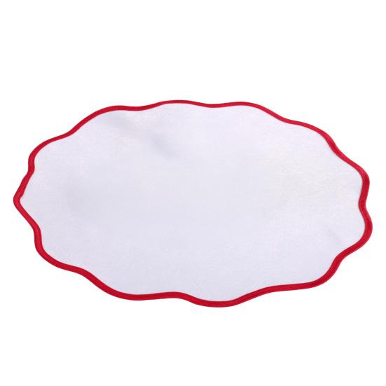 Scalloped Round Placemat Linen Machine Washable Placemat Heat Insulation Table Mat for Dining Table Protection Decoration