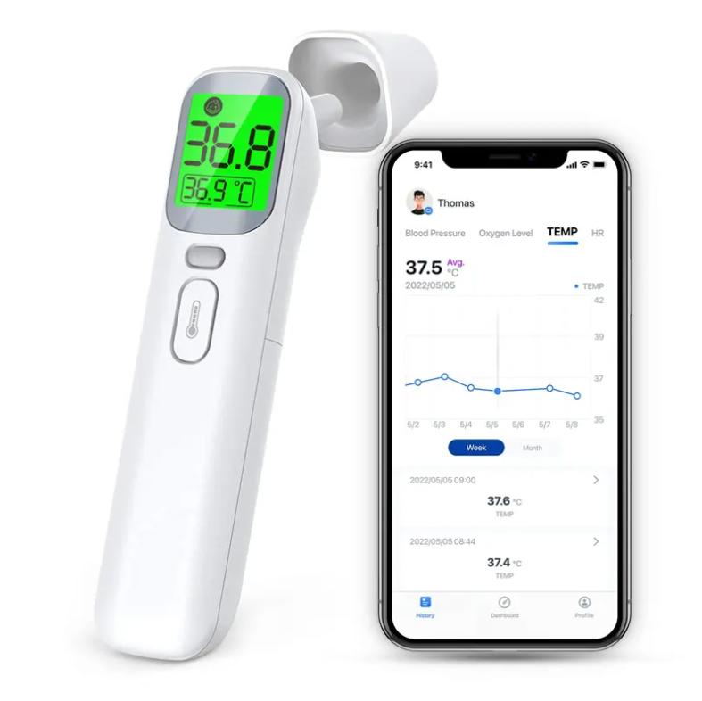 AMAIN Wireless No-Touch Household Thermometer Digital Infrared Fever Thermometer for Home Bluetooth Forehead Thermometer Plastic
