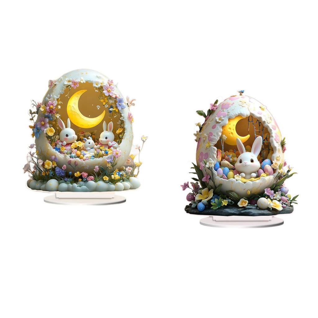 Easter Bunny Ornament Country Decoration Home Decor Ornament Party Supplies Rabbit Plaque 2D Rabbit Sign for Home Table Festive