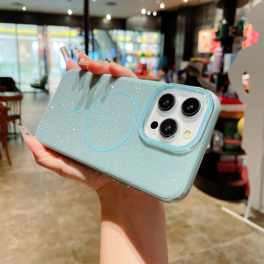 Luxury Bling Glitter Magsafe Phone Case For Apple iPhone 11 12 13 14 15 16 Pro Max Wireless Charge Magnetic Shockproof IMD Cover