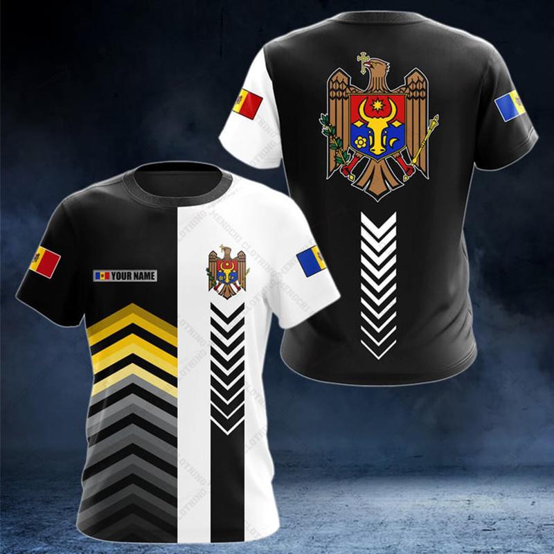 

Герб Молдовы Футболки унисекс для взрослых и детей на заказ Летняя свободная спортивная одежда больших размеров Футболки с короткими рукавами и круглым вырезом