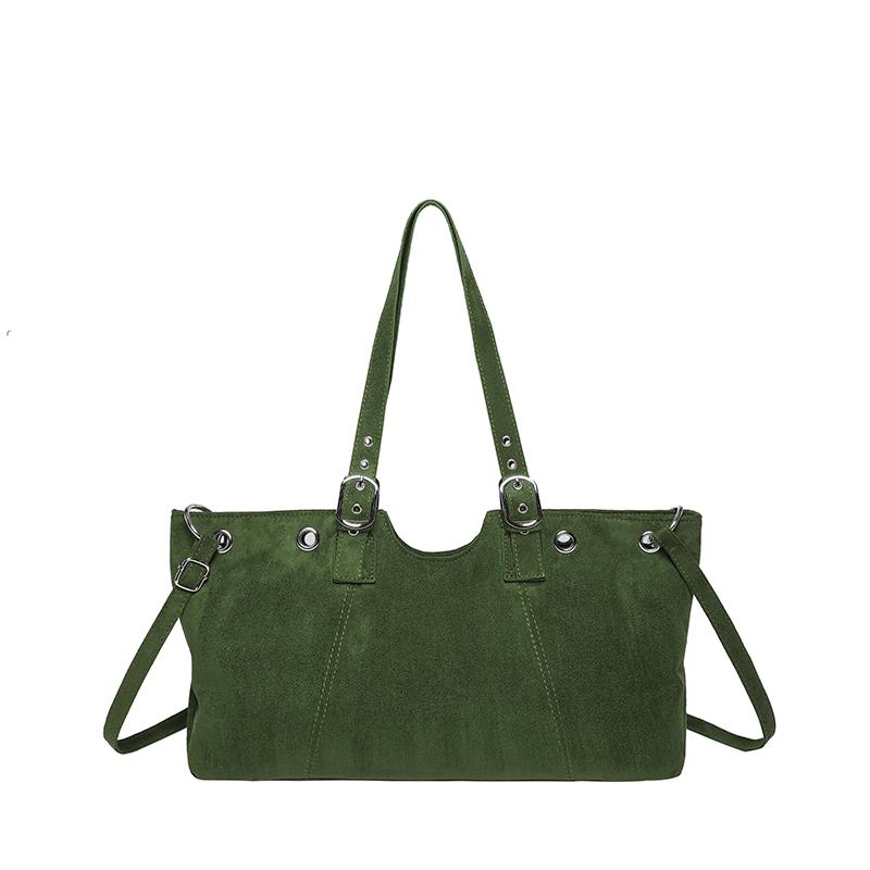 Designer Suede Belt Buckle Crossbody Shoulder Bag,Koreanunderarm Tote Bag,Women Sling Bag,Commuter Solid Color East-West Handbag
