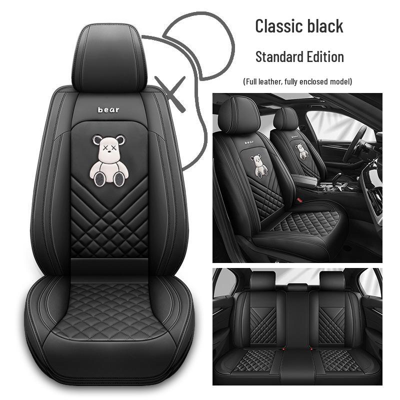 Universal Full Coverage Leather Car Seat Cover - Breathable, All-Season Cushion