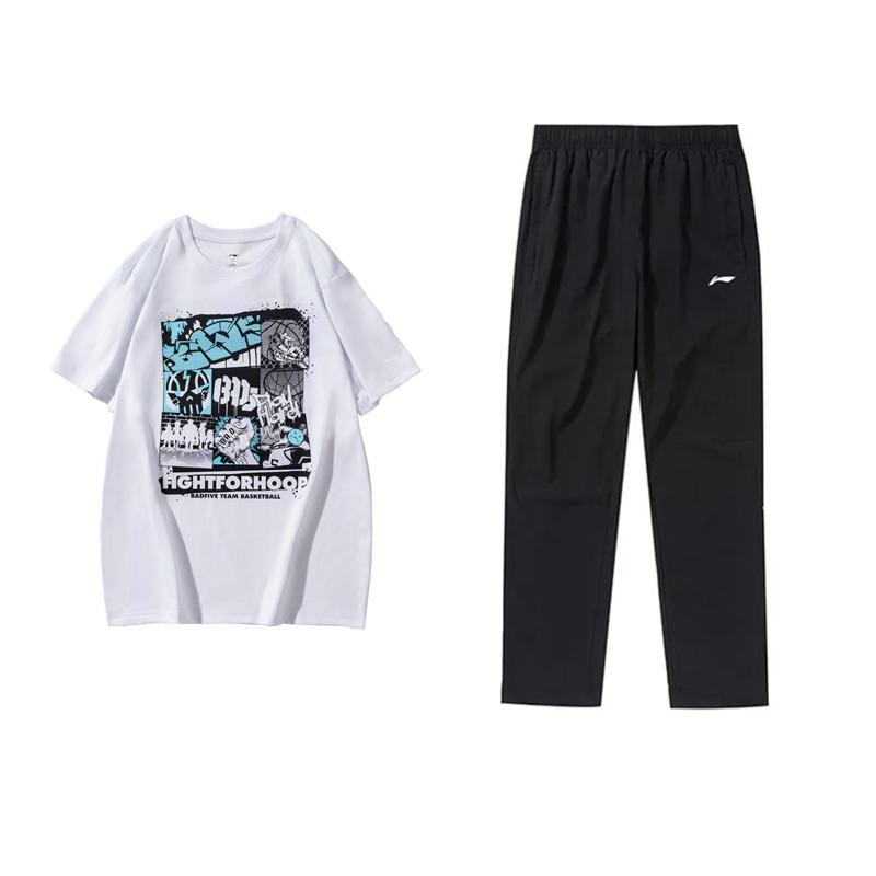 

Li-Ning Fashion Casual Sports Suit Unisex Tops, Bottoms AHSUA27-1+AYKU703-1