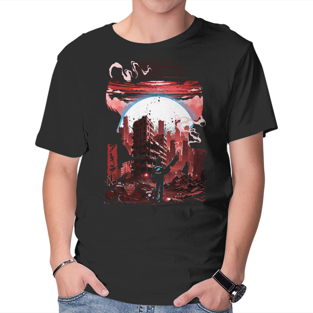 Unisex Crew Neck T-Shirt Neo-Tokyo Blues Graphic Short Sleeve Casual Tee XXXXL