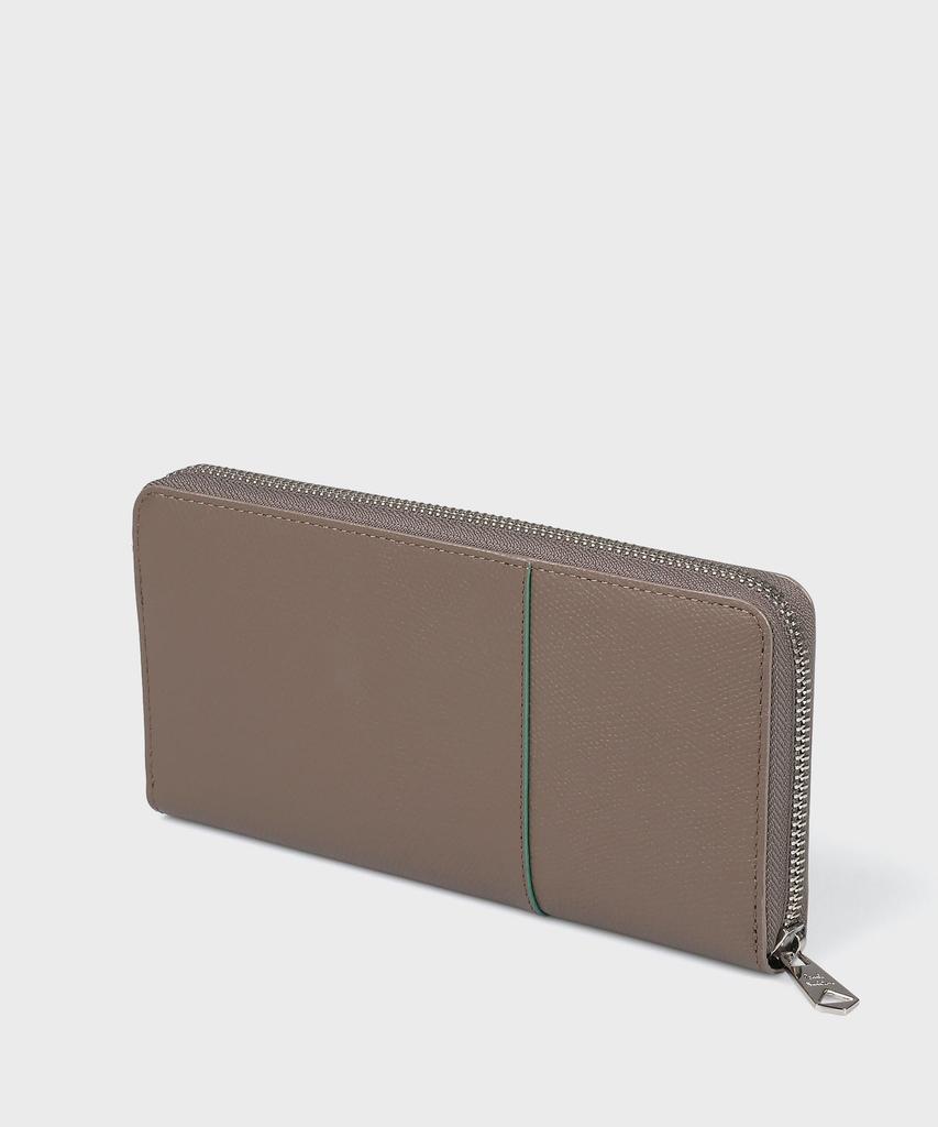 Grained leather long wallet