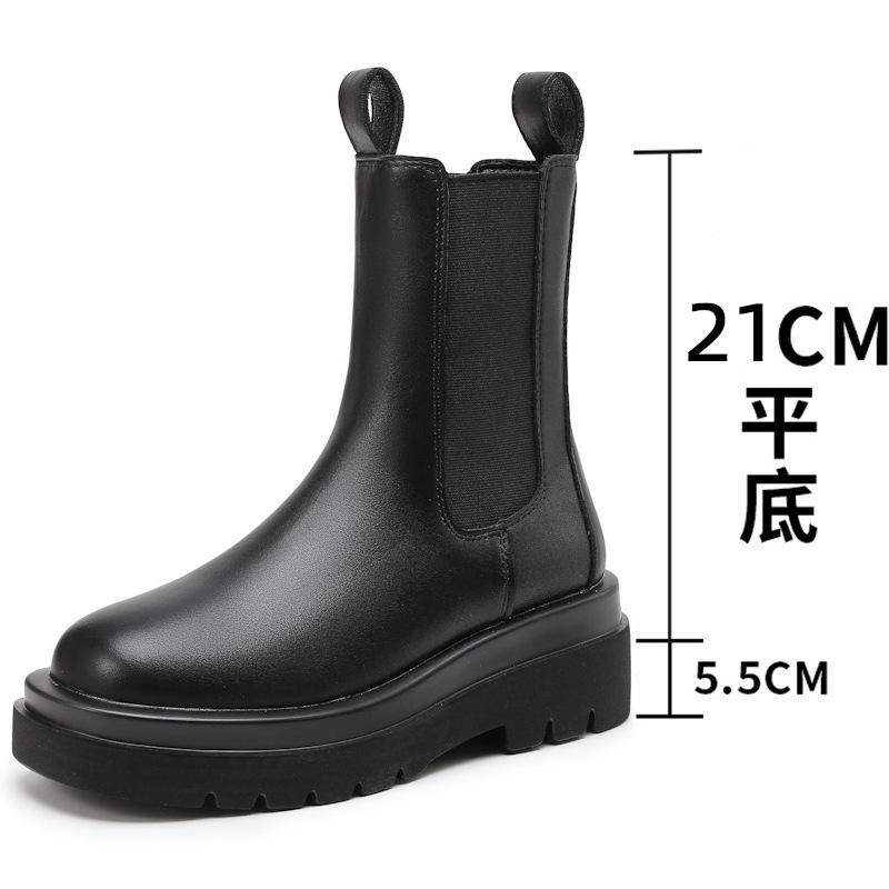 D--Short boots new single boots  shoes platform spring and autumn boots medium boots Chelsea cigarette boots