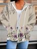 Cardigan con cappuccio stampato 3D a fiori Taglie forti Autunno Inverno Retrò